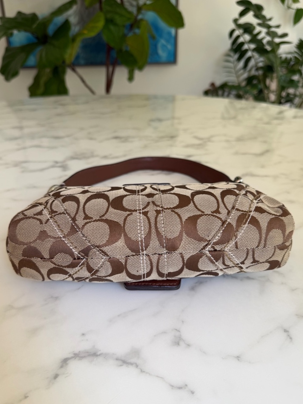 COACH Vintage Y2K Soho Signature Small Flap Buckle Shoulder Bag 10296 Brown Tan - Picture 9 of 16